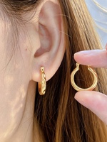 Boucles d'oreilles créoles martelées en or véritable 18 carats pour femmes, créoles clicker texturées, bijoux personnalisés en gros