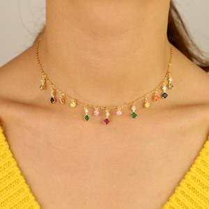 Gold Plated Multi Color <strong>rainbow</strong> <strong>Necklace</strong> Girl Women Colorful Tassel Charm Colorful Cz Delicate Sexy Layer Luxury Jewelry - Product Image 6
