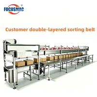 Convoyeur horizontal à bande plate à double couche Focus Machinery pour tri de produits ensachés et emballage en carton, ligne OEM