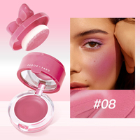 Palette de blush mat en mousse Butterfly 8 couleurs, maquillage pour le visage longue tenue, waterproof, vegan, avec miroir