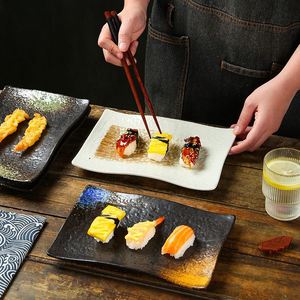 Assiette à sushi en porcelaine écologique de style japonais, motif ondulé, style Japandi, assiette à barbecue, assiette à dim sum pour restaurant - Product Image 3