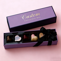 Boîte à chocolats personnalisée de luxe avec tiroir, étiquette privée, finition mate, gaufrage, fermeture magnétique et insert en mousse