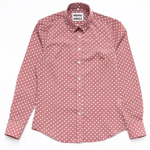 red shirt with white point fashion 100%cotton fabric long sleeve Men shirts
