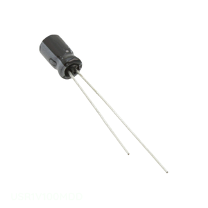 Distribuidor Autorizado: Condensador de Aluminio CAP ALUM 10UF 20% 35V RADIAL TH USR1V100MDD 10 uF de Montaje a Través de Orificio - Product Image 1