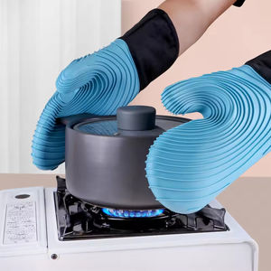 Juego de Guantes de Horno de Silicona Resistentes al Calor, Forro de Poliéster Suave, Impermeables, Largos, Flexibles y Gruesos para Cocina - Product Image 2