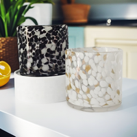 Pot à bougie cylindrique décoratif en verre imprimé sérigraphié motif léopard coloré, style luxe moderne, pour la maison, les mariages, l'extérieur et le jardin