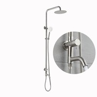 Ensemble de robinet mural moderne simple en acier inoxydable 304 pour colonne de douche de pluie Ensemble de douche simple pour eau froide
