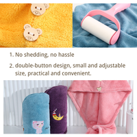 Serviette à cheveux brodée en velours corail, séchage rapide, pour femme