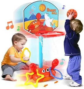Canestro da basket per bambini 2 in 1 Set di giocattoli sportivi gioco di lancio dell'anello con suono musicale canestro da basket per giocattoli interni ed esterni