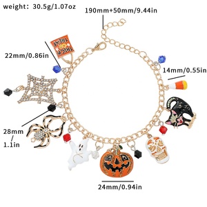 Halloween Chauve-Souris Crâne Accessoires Drôle Charme Réglable Bracelet Punk Cadeau pour Filles - Product Image 3