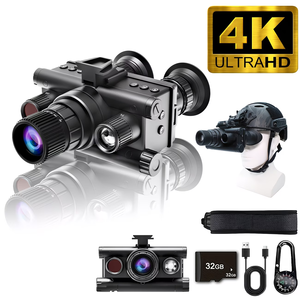 Jumelles numériques infrarouges 4K à vision nocturne, montées sur casque, avec enregistrement vidéo et zoom 8X HD pour environnements sombres - Product Image 1