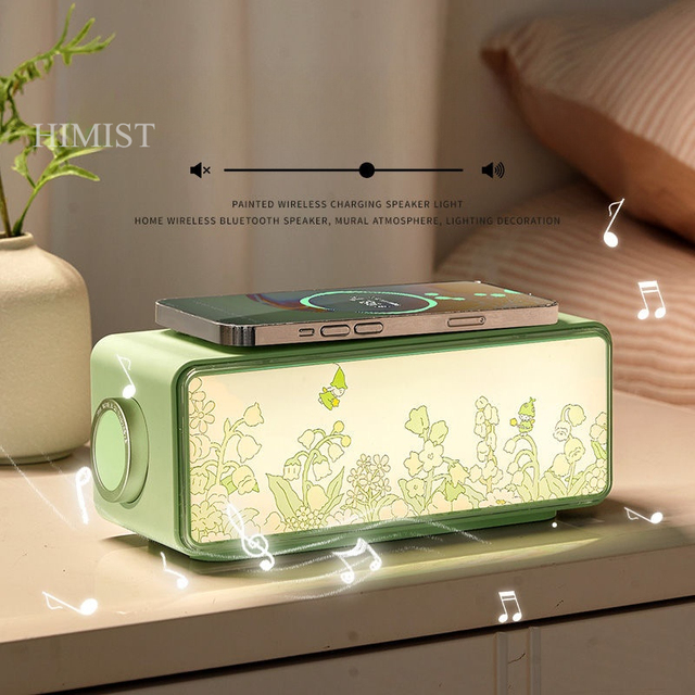 Painting Light Art Wireless Charging BT Speaker Lamp Sleep Aid Nature Sound White Noise For Bedroom Office Creative Holiday Gift