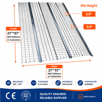 Grillage nervuré galvanisé direct usine 27''x97'' hauteur de nervure 3/8'' 3/4'' en acier pour enduit mural, certifié ISO9001 CE