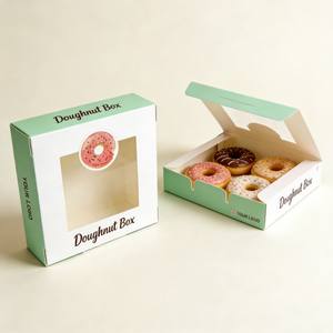 Mejor Precio, Paquete de 6 Cajas para Donuts, Caja de Galletas de Lujo para Panaderías con Logotipo, Caja de Papel para Bocadillos, <span class=keywords><strong>Sushi</strong></span>, Panadería y Galletas con Ventana - Product Image 2