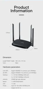 Produttore cinese AC1200 router wireless gigabit dual-band extender di rete router WiFi home 300Mbps 2.4G e 5G 867Mbps router