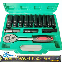 Kit d'outils à main à cliquet hexagonal manuel en acier au carbone 14 pièces, ensemble de perceuses à percussion, étui rigide, OEM disponible, marque ML, modèle MLJ-T148