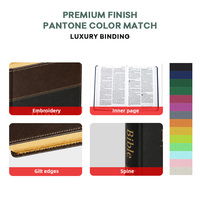 Service d'impression personnalisé en gros, OEM personnalisé, couverture rigide, livre religieux en cuir PU estampé or, Bible d'église en vrac