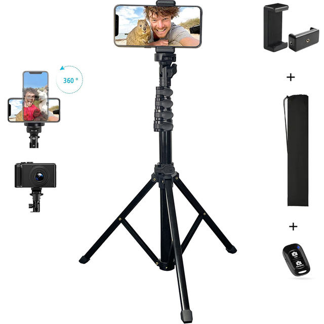 61in Retractable Aluminum Vlog Live Streaming Makeup Photography Light Tripod Dslr Camera Tripods Multi Function Selfie Stick