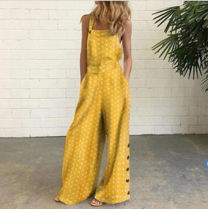 <span class=keywords><strong>Tuta</strong></span> da <span class=keywords><strong>donna</strong></span> in cotone e <span class=keywords><strong>lino</strong></span> stampata con bottone decorativo tracolla Casual al ginocchio Design all'ingrosso per l'estate - Product Image 5