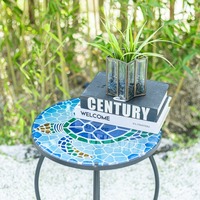 Supports ronds en verre pour plantes de balcon Tortue de mer Accent extérieur Patio Bistro Table basse d'appoint