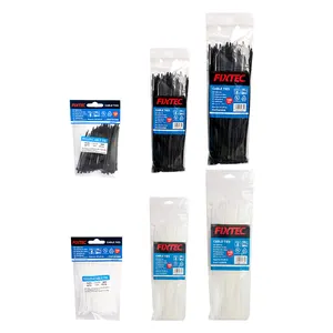 FIXTEC Cable Zip Ties Heavy Duty 100pcs/bag Wire Tie Self-Locking Black Nylon Tie Wraps for Indoor and Outdoor