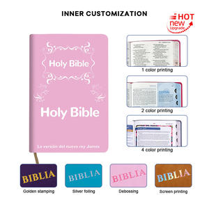 Libro di scrittura di raccolta spirituale con copertina personalizzata in pelle sintetica stampata ispirata alla bibbia spagnola-inglese artigianale - Product Image 5