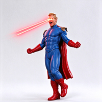 Figurine d'action de super-héros imprimée en 3D avec yeux laser LED, statue lumineuse à l'échelle 1/12, alimentée par USB, figurine de collection, ornement de bureau