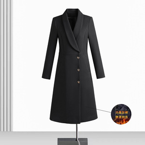 Women's Mid Length Wool <b>Blend</b> Coat Slim Fit Full Sleeve Warm Winter Overcoat For Office Jewelry Store Use - Product Image 2