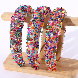 Cross-border New Baroque Style Colorful Crystal Candy Sponge <b>Wide</b> Edge <b>Headband</b> <b>Headband</b> Accessories Wholesale Hair Accessories - Product Image 1