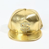 Gorra con Estampado de Cocodrilo y Símbolo de Dólar Dorado, Estilo Coreano, Marca de Moda, Gorra Hip-Hop, Gorra de Ala Plana para Baile Urbano, Gorra para el Sol, Gorra de Béisbol