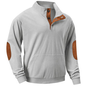 Printemps et automne pour hommes nouveau pull de sport décontracté en velours côtelé col montant pull de poche à manches longues - Product Image 4