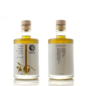 Bouteilles alimentaires de stockage recyclables logo personnalisé de luxe liqueur vodka spiritueux biologique bouteille en verre d'huile d'olive extra vierge avec liège