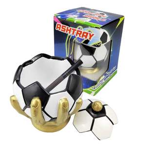 Cendrier en résine motif football, grande taille, avec couvercle, pour la maison, l'hôtel, le bar - Product Image 1