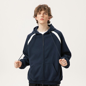 Personalizado de los hombres europeos y americanos de otoño/invierno marca de moda simple hombro suelto deportes con capucha cremallera cárdigan abrigo - Product Image 4