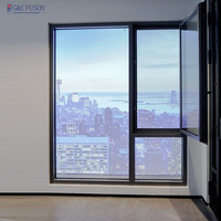 Fuson Meilleur Prix Fenêtre à Battant en Alliage d'Aluminium Minimaliste pour Bâtiment Commercial, Résistante au Vent et Facile à Nettoyer