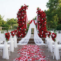 Arche de mariage extérieure personnalisée DKB, arrangements floraux haut de gamme en soie rouge pour hôtels, mariages et décorations de fêtes