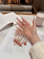 Bracelet classique à double rang de perles en quartz hématite rouge naturel et préhnite, avec lettre d'amour rose, certifié, cadeau romantique unisexe