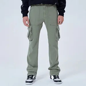 Trousers Men Pants OEM Customized High Quality Men 3D Multi-pockets Straight Leg Cargo Pants Cotton Twill Fashion Carpenter Work Pants