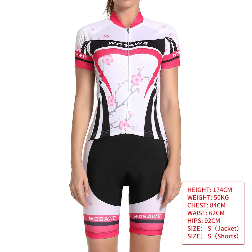 Vente en gros de vêtements de cyclisme WOSAWE pour femmes maillot de cyclisme imprimé par sublimation logo de conception OEM vêtements de vélo