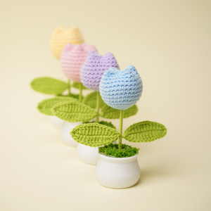 Plantas de Tulipanes en Maceta Hechas a Mano de Algodón, 14 cm, Estilo Natural, Ecológicas, para Regalos de Graduación - Product Image 4