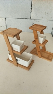 Petit support à plantes <span class=keywords><strong>en</strong></span> bambou à 3 niveaux pour comptoir intérieur, style mi-siècle, <span class=keywords><strong>en</strong></span> bois, pour la maison et le jardin - Product Image 2