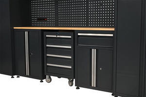 Système d'armoire à outils de <span class=keywords><strong>garage</strong></span> modulaire multifonctionnel OEM avec panneau perforé, établi et rangement verrouillable - Product Image 4