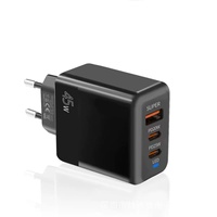 Cargador USB-C Multipuerto de 45W, Adaptador de Carga Rápida QC3.0/PD, Enchufes para EE. UU./UE/Reino Unido, para Teléfonos, Tabletas, Portátiles, Viajes