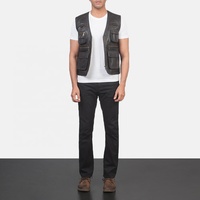 Gilet de moto sur mesure pour homme en cuir véritable respirant à col mandarin, haute qualité, style décontracté urbain, polyester unique