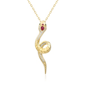 CT colore argento 925 carino a forma di <span class=keywords><strong>serpente</strong></span> Design unico Plain argento brillante zircone collana per donne gioielli originali - Product Image 1