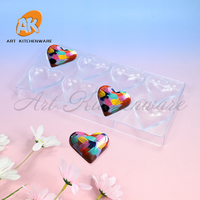 AK vente en gros 8 coeurs PC Polycarbonate moule à chocolat en plastique chocolat sucré moules plateau bonbons pâtisserie moules pour la Saint-Valentin