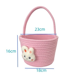 Cesta de Regalo Multiusos de Tela de Algodón Tejida a Mano con Diseño de Dibujos Animados para Pascua, Recuerdo Infantil - Product Image 6