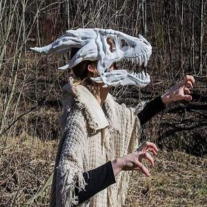 Nicro originale fabbrica <span class=keywords><strong>Horror</strong></span> testa di dinosauro bianco forma di scheletro di alta qualità realistico Halloween copricapo in lattice <span class=keywords><strong>maschera</strong></span> - Product Image 1