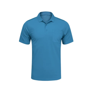 Camiseta Deportiva de Manga Corta para Hombre, Personalizada con Logotipo Bordado, Tejida, Antiarrugas, con Bolsillo, 100% Algodón - Product Image 5