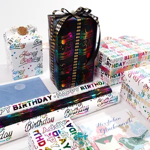 New Design Holiday Gift Wrapping Foil Paper 43*300 Cm Roll Birthday Wrap Paper Packaging
